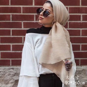 Monochrome Solid Color Shawl Scarf Muslim Hijab Long Cotton Hijab Muslim Hijab Caps Muslim