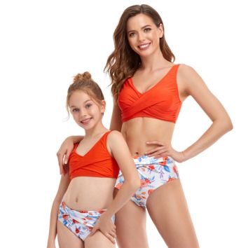 Mother Daughter Swimwear Bikini Bathing Swimming Suit Beachwear Family Matching Mom Kid Clothes