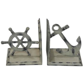 Nautical Wheel and Anchor Design Bookend Design Book Stopper Modern Book Holder for Office and Home Use