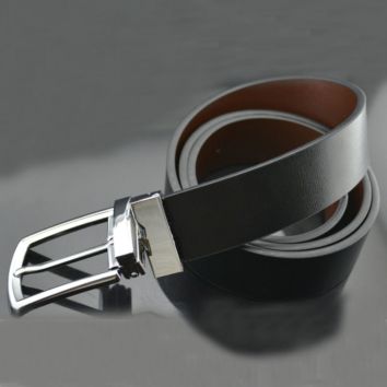 Nbu1642 Black Brown Genuine Leather Men Reversible Belt