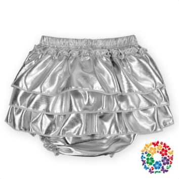 Newborn Baby Girl Silver Ruffles Panties Bloomers for Kids Pettiskirt Baby Sequin Metallic Color Ruffle Shorts