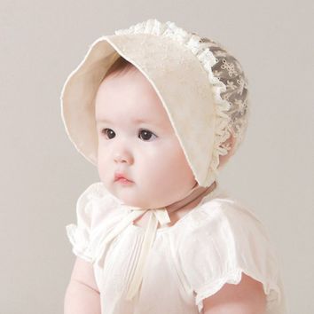 Newborn Baby Hats Bonnet Infant Silk Cotton Hat Girls with Lace
