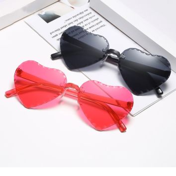 Newest Gradient Rimless Cartoons Love Heart Shape Kids Boy Sunglasses Girls Manufacture for Uv Sun Glasses