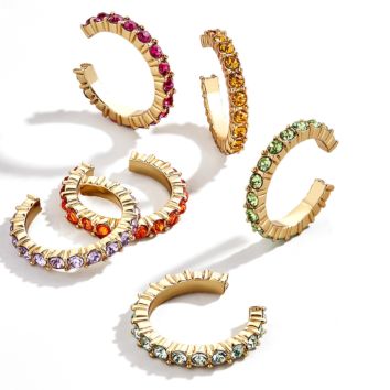 No Pierced Crystal 6Pcs/Set Ear Cuff Set Earring Colorful Cubic Zirconia Clip on Earring for Women
