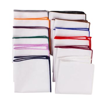 Novelty Mens Solid White Color 100% Cotton Pocket Square