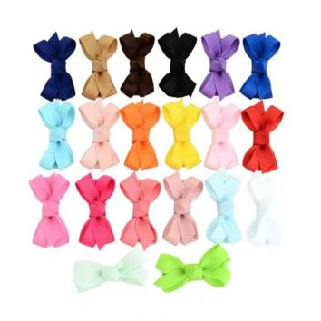 One Piece Grosgrain Ribbon Bow Hairpin Girl's Hair Bows Boutique Solid Hair Clip Handmade Bowknot Clip for Kids Hair Accessories