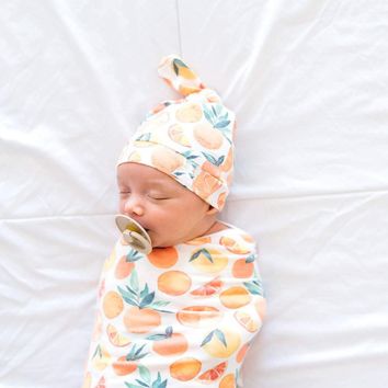 Swaddle Blanket With Knotted Headband Hat 3 Pieces Newborn Infant