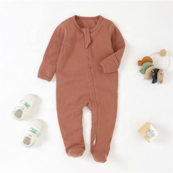 Organic Cotton Autumn Long Sleeve Footie Baby Boy Bodysuit