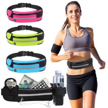 Outdoor Neoprene Waterproof Hiking Cycling Running Belt Waist Bag Sport Fanny Pack with Water Bottle Holder