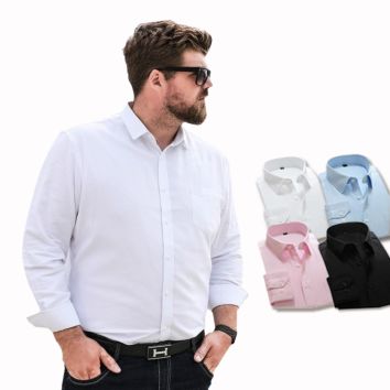Oversized Long Sleeve Dress Shirts for Men White Blue Black Pink Shirt Office Business Formal plus Size Men Shirt