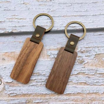 Genuine leather With Monogram Walnut KeyChain Father's Day Gift