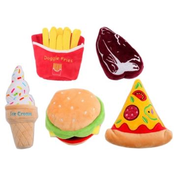 Pet Fast Food Shape Squeaky Hamburg/French Fries/Steak/Cone/Pizza Dog Plush Toy