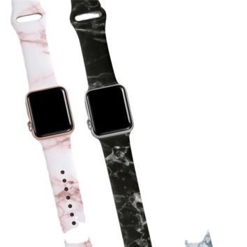 Pink Marble Colorful Sport Soft Silicone Replacement Strap for Apple Watch Band