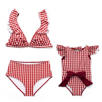 Plaid Parent-Child Swimsuit Mother-Daughter Parent-Child Swimwear Mommy and Me Swimwear Swimsuits