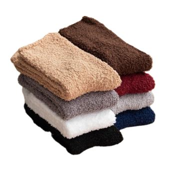 Plain Stripes Men Cozy Socks Warm Tube Floor Fluffy Sock Crew Home Socks Thick Indoor Sleeping Chaussette