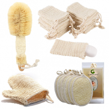 Plastic Free Eco Friendly Zero Waste Organic Natural Sisal Bamboo Loofah Linen Bath Shower Body Bath Scrub Exfoliating Mitt