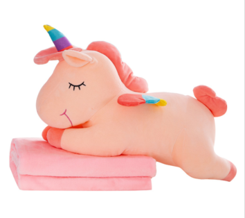 Plush Animal Unicorn Pillow Blanket 2 in 1 Rainbow Animal Blanket Stuffed Animal Blankets