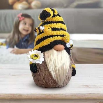 Plush Gnomes Knitted July of 4 Faceless Doll Ornament Bee Gonk Dwarf Bee Festival Plush Felt Holiday Decorion