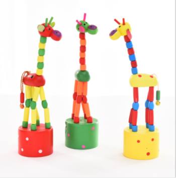 Pop-Up Giraffe Wooden Puppet Push Finger Toy