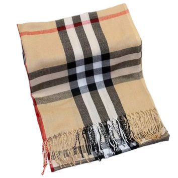 Popular Design Long Tassels Men and Women Unisex Camel Plaid Pashmina Scarf