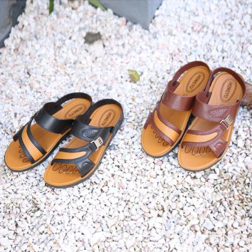 Popular Leather Sandals Men Shoes Stock Manufacturers Price