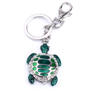 Popular Ocean Tourist Souvenir Birthday Purse Charm Rhinestone Zinc Alloy Pendant Sea Turtle Key Chain Keychain for Gift