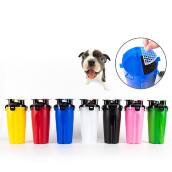 Portable 2 in 1 Pet Outdoor Water Cup 350Ml/250G Dog Drinking Bottle Pet Food Water Bottle Food Container
