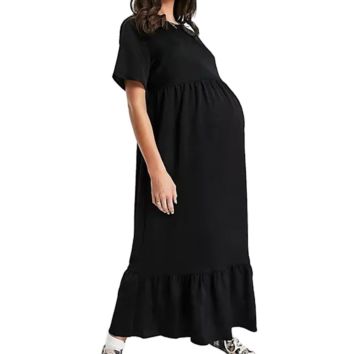 Pregnant Mother Maternity Dress in Black