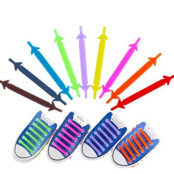 Premium Lazy Luminous Silicone Elastic No Tie Shoelaces Flat Free Opp Packaging