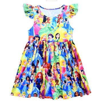Princess Print Baby Girls Clothing Kid Cartoon Charact Dress