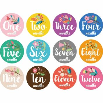 Printed 12 Pcs Animal First Year Monthly Label Sticker for 1-12 Months