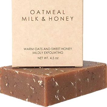 Private Label Exfoliating Oatmeal Soap Bar with Organic Raw Honey, Goats Milk, Organic Shea Butter for Face and Body