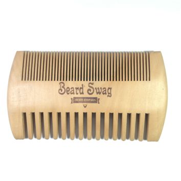 Private Label Portable Fine and Coarse Dual Teeth for Men Moustache Wooden Beard Comb