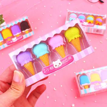 Promotion School Use Multiple Colors Cute Eraser Pink Kawaii Cake Eraser Set Pencil Eraser for School Students