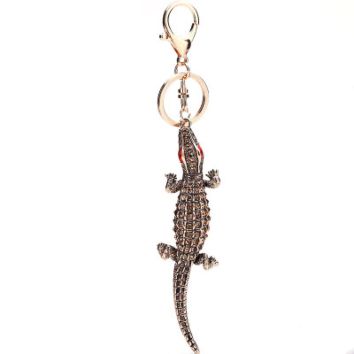 Promotional Gift Diamante Key Chain Crocodiler Alligator Keychain Sea Animal Shape Keychain for Boys