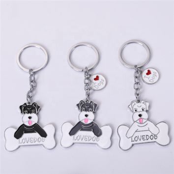 Promotional Metal Logo Keychain, Cute Pet Schnauzer Dog Bone Key Chains