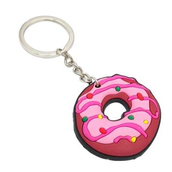 Promotional Novelty Lovely Food Fastfood Donut Soft Pvc 3D Resin Kawaii Doughnut Keychain