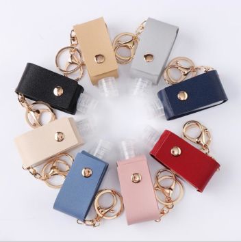 Protable Key Ring Cover Storage Bags Home Bag with Bottles Pu Leather Tassel Holder Keychain Hand Sanitizer Bottle Case