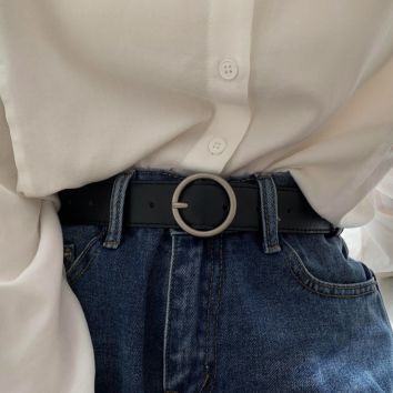 Pu Leather Belt for Women Square Buckle Pin Buckle Jeans Black Belt Chic Luxury Fancy Vintage Strap Female