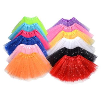 Puffy and Baby Sparkle Stars Tutu Children Glitter Stars Tutu Skirts for Girl Kid Sequined Star Veil Skirt