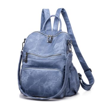 Pure Color Backpack Pu Waterproof School Messenger Bag Women College Shoulder Bag Back Pack Bags for Girls