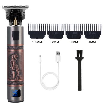 Purple Tiger Gift Box Cordless Lcd Trimmer Professional Rechargeable 18500 Battery Electric Hair Clippers and Trimmers