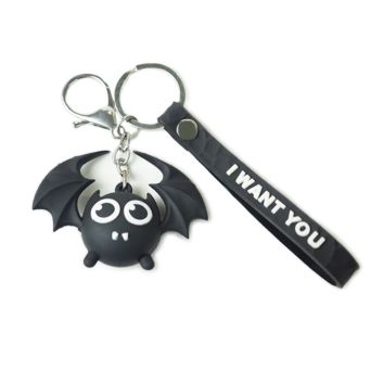 Pvc Black Bat Key Chain Ring Design Modern Popular Exclusive Little Mini 3D Keychain Eco-Friendly Plastic