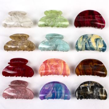 Qiyue Marble Acrylic Acetate Hair Clips Claw for Girls and Women