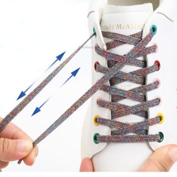 Quick Locking Flat Elastic Laces Colorful No Tie Shoe Laces Capsule Lock Shoelaces