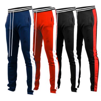Red and White Striped Pants Elastic Waist Fitness Track Mens Drawstring Running Quick Drying Sports Trousers
