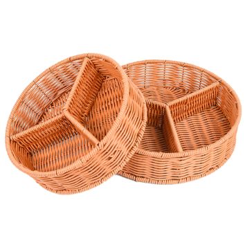 Renel Plastic Pe Rattan Woven round Candy Tray with Compartments