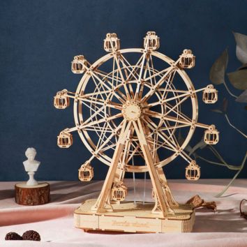 Robotime 3D Diy Wood Crafts Assembly Model Educational Kids Toys Ferris Wheel Wooden Toys 3D Jigsaw Puzzles for Dropshipping