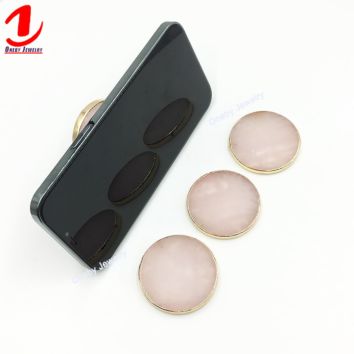 Round Rose Quartz Golden Rim Edge Mobile Elastic Phone Stand Sticker Handle Finger Grip Holder Socket