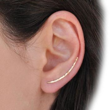 S925 Sterling Silver U Shape Minimalist 14K Gold Filled Ear Crawler Earrings Climber